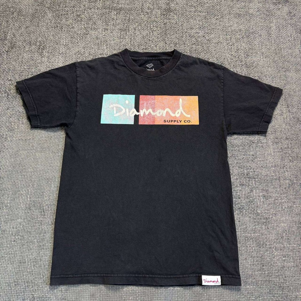 Diamond Supply Co Graphic T-Shirt Mens M Black Faded Skate Streetwear Tee
